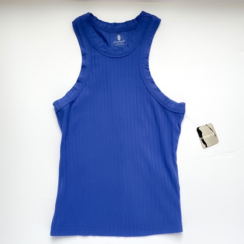 NEW Free People Movement Blissed Out Ribbed Tank Size XS African Violet Blue - Picture 3 of 12